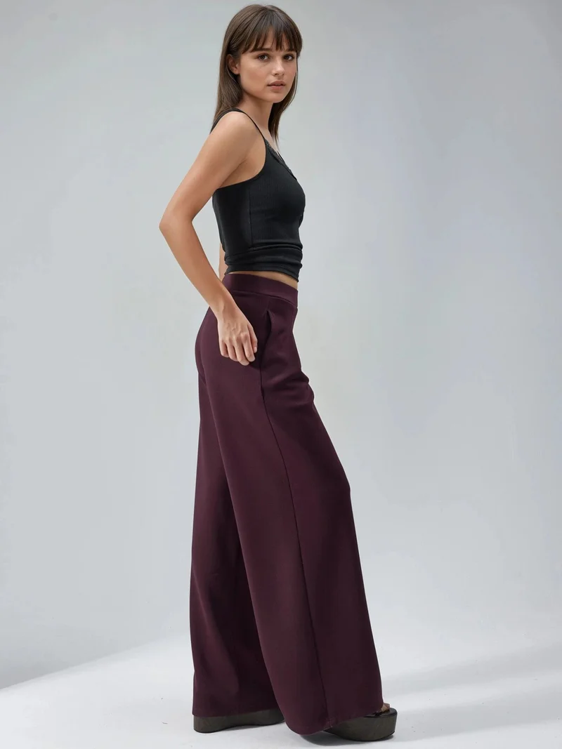 بوسيم BUSEM Elastic Waist Pleated Palazzo Pants